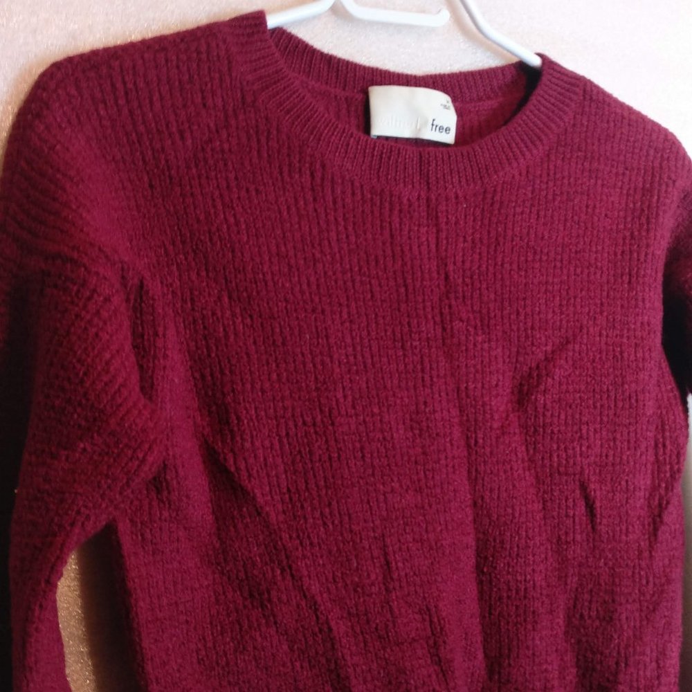 Babaton Merino wool sweater in textured waffle knit 100% merino wool Burgundy - Picture 3 of 8